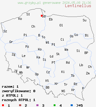 znaleziska Lentinellus (twardówka) na terenie Polski