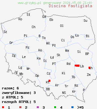 znaleziska Discina fastigiata (krążkownica wzniesiona) na terenie Polski