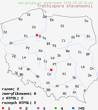 znaleziska Trechispora stevensonii (szorstkozarodniczka rombowokryształkowa) na terenie Polski