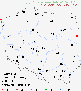 znaleziska Echinoderma hystrix (jeżoskórka czarnoostrzowa) na terenie Polski