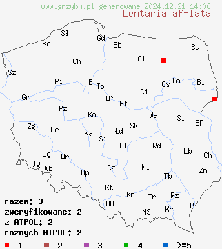 znaleziska Lentaria afflata (koralóweczka białofioletowawa) na terenie Polski