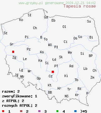 znaleziska Tapesia rosae na terenie Polski