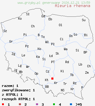 znaleziska Aleuria rhenana na terenie Polski