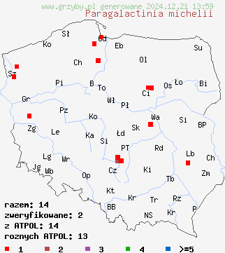 znaleziska Paragalactinia michelii na terenie Polski