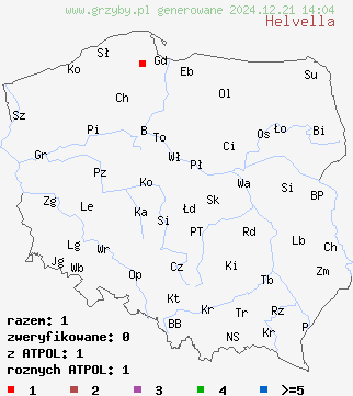 znaleziska Helvella (piestrzyca) na terenie Polski