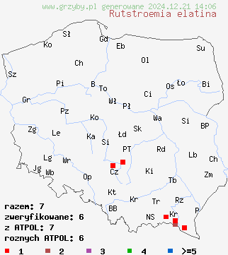 znaleziska Rutstroemia elatina na terenie Polski