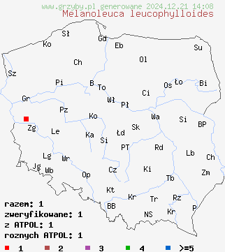 znaleziska Melanoleuca leucophylloides na terenie Polski