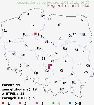 znaleziska Heyderia cucullata na terenie Polski