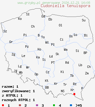 znaleziska Cudoniella tenuispora na terenie Polski