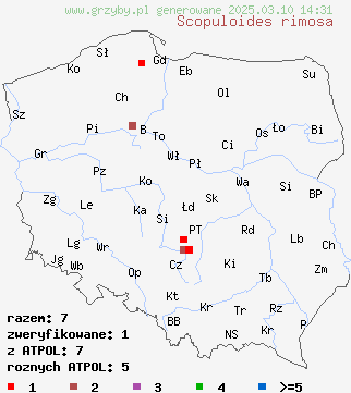 znaleziska Scopuloides rimosa (kolcowoszczek popękany) na terenie Polski