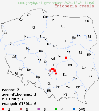 znaleziska Eriopezia caesia na terenie Polski