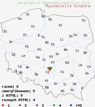 znaleziska Mycoaciella bispora na terenie Polski