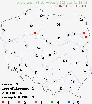 znaleziska Godronia ribis na terenie Polski