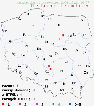 znaleziska Cheilymenia theleboloides na terenie Polski