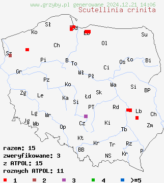 znaleziska Scutellinia crinita na terenie Polski