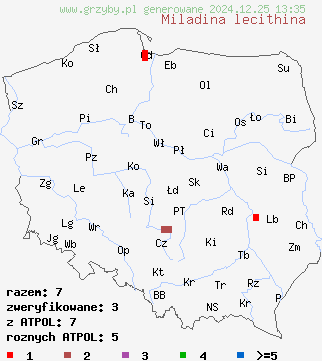 znaleziska Miladina lecithina na terenie Polski