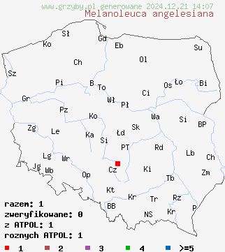 znaleziska Melanoleuca angelesiana na terenie Polski