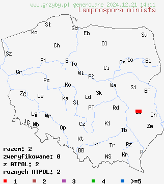 znaleziska Lamprospora miniata na terenie Polski