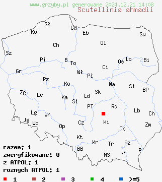 znaleziska Scutellinia ahmadii na terenie Polski