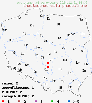 znaleziska Chaetosphaerella phaeostroma na terenie Polski