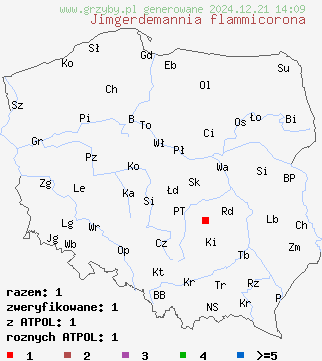 znaleziska Jimgerdemannia flammicorona na terenie Polski