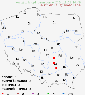 znaleziska Gautieria graveolens (wnętrznica cebulowata) na terenie Polski