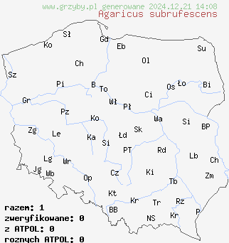 znaleziska Agaricus subrufescens (pieczarka brazylijska) na terenie Polski