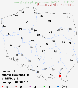 znaleziska Elliottinia kerneri na terenie Polski