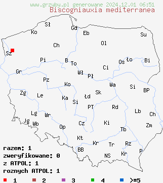 znaleziska Biscogniauxia mediterranea na terenie Polski