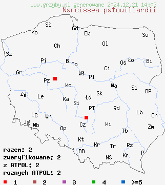 znaleziska Narcissea patouillardii (czernidłak gnojolubny) na terenie Polski