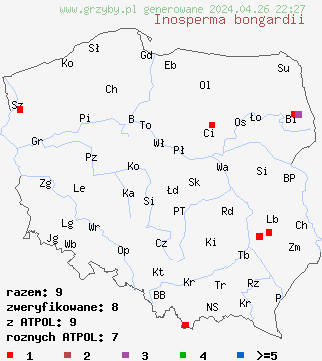 znaleziska Inosperma bongardii na terenie Polski