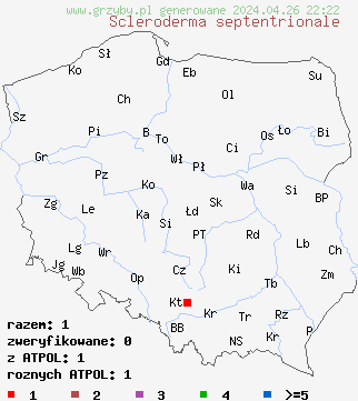 znaleziska Scleroderma septentrionale na terenie Polski