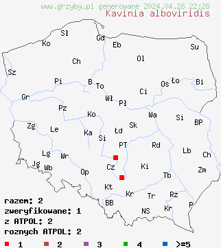 znaleziska Kavinia alboviridis na terenie Polski