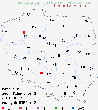 znaleziska Neobulgaria pura na terenie Polski