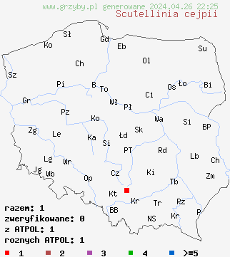 znaleziska Scutellinia cejpii na terenie Polski