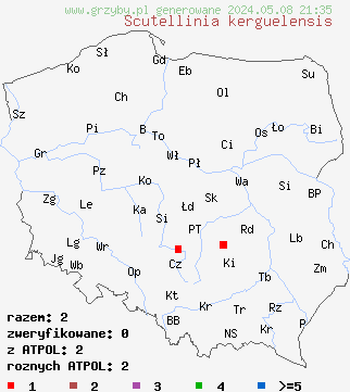 znaleziska Scutellinia kerguelensis na terenie Polski