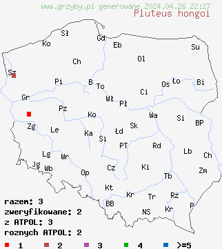 znaleziska Pluteus albineus na terenie Polski