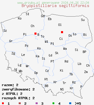znaleziska Ceratellopsis sagittiformis na terenie Polski