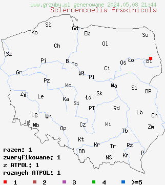 znaleziska Scleroencoelia fraxinicola (skleroorzechówka jesionowa) na terenie Polski