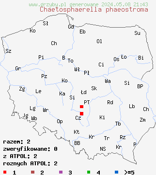 znaleziska Chaetosphaerella phaeostroma na terenie Polski