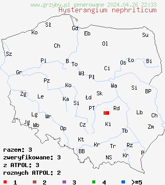 znaleziska Hysterangium nephriticum na terenie Polski