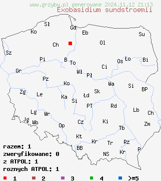 znaleziska Exobasidium sundstroemii na terenie Polski